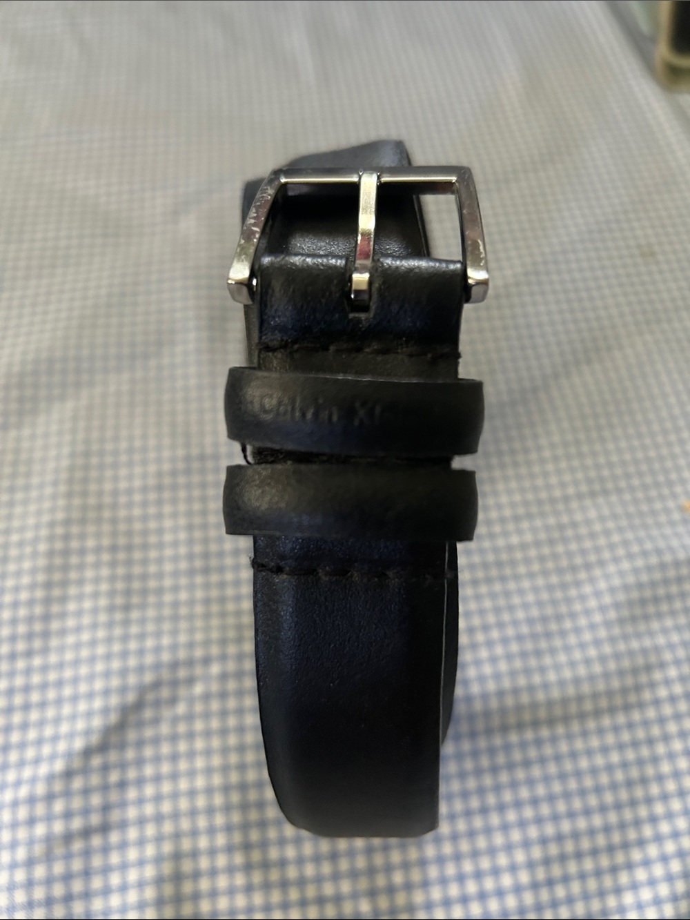 Calvin Klein Black Leather Watch Strap with Silver-Tone Buckle